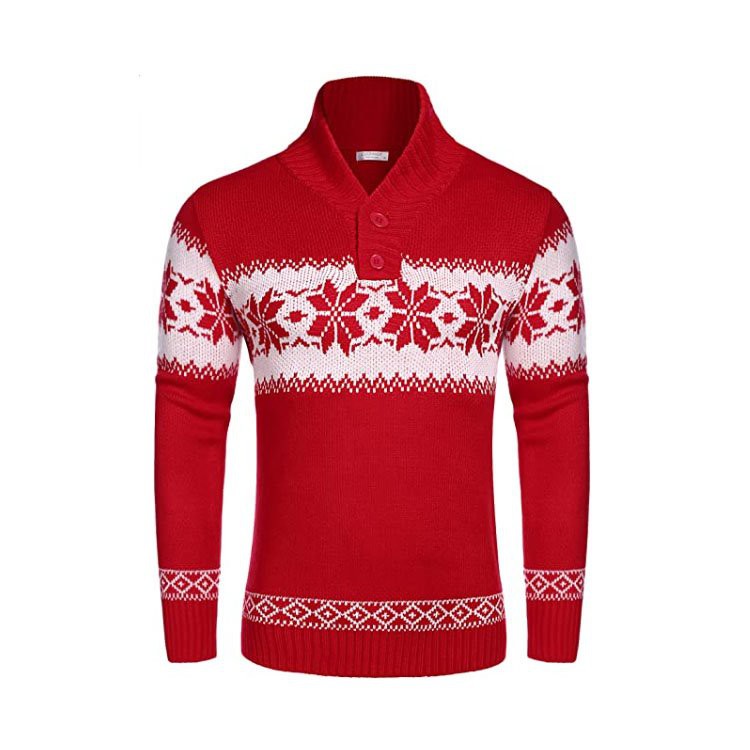 Jacquard-knit Christmas Men's V-neck Sweater