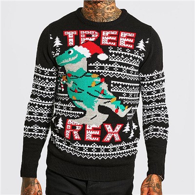 Tree Rex Image Vyriškas kalėdinis džemperis